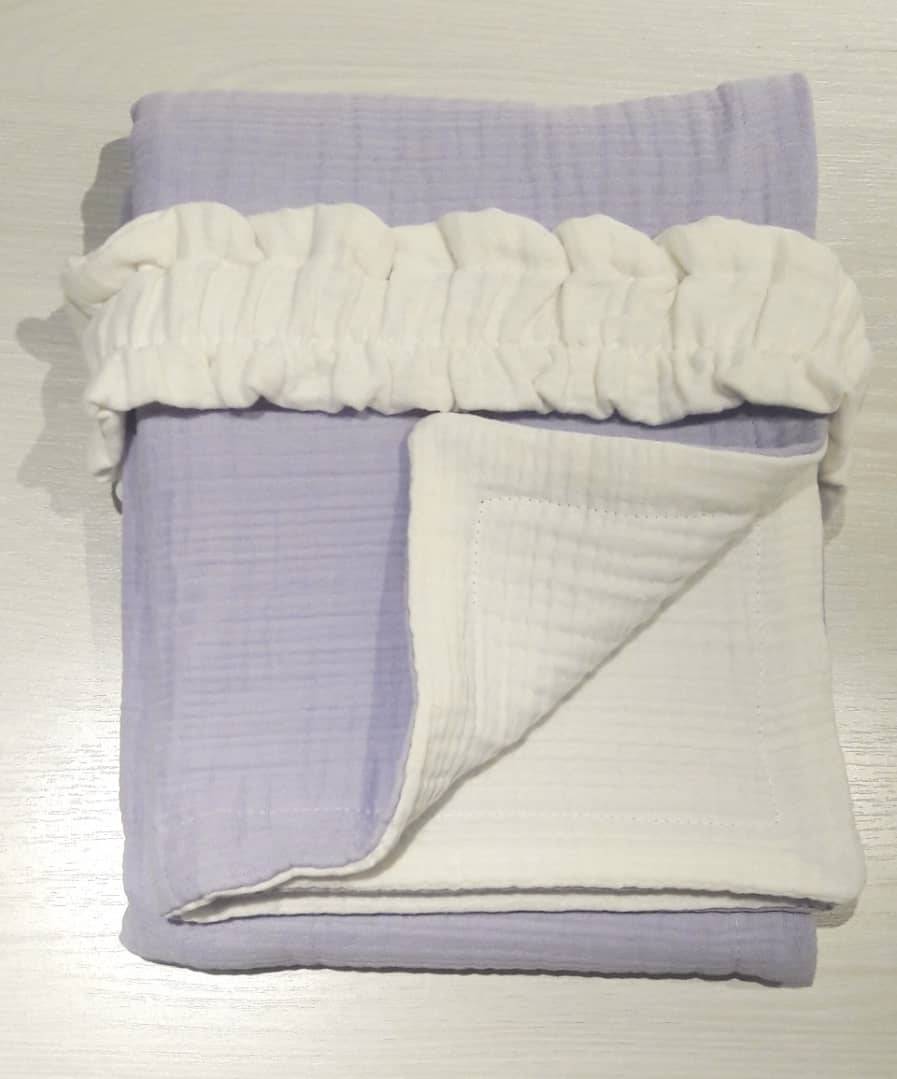 Одеяло муслин 8 слоёв 100х100, цвет сиреневый/белый